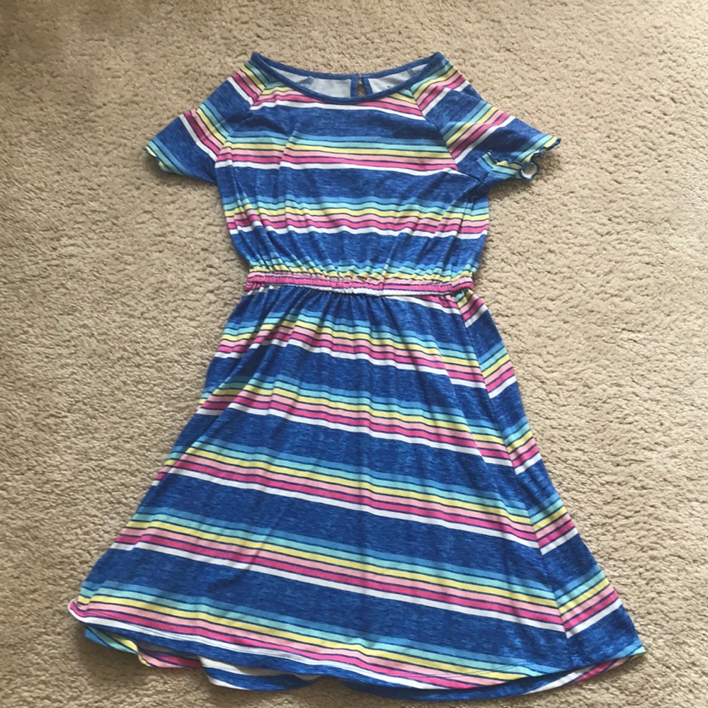 Blue striped casual dress